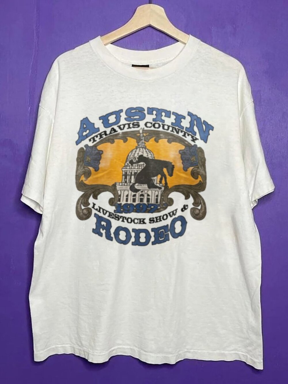 Vintage 90s 1997 Austin Travis Country Livestock Show Rodeo Shirt, Austin Rodeo